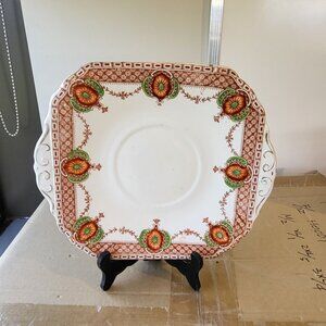 Aynsley England Heirloom Square Serving Cake Plate Platter Flowers GUC SEE PICS